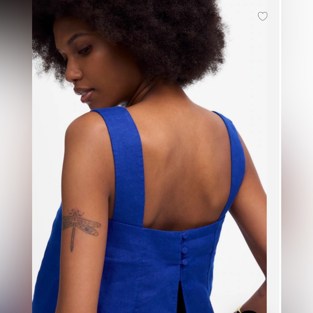 *final price*Square-Neck Royal Blue Linen tank
